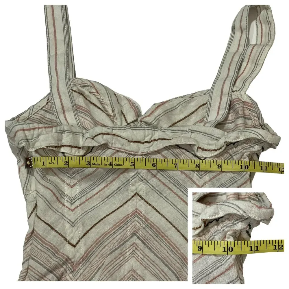 Free People Chevron Stripe Tie Front Tank - Ivory Multi - 0